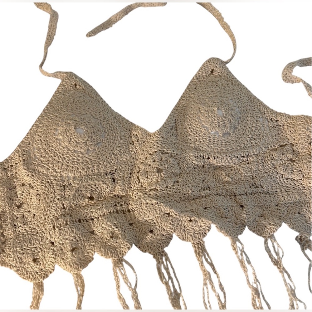 Crochet Lace Halter Top - Cream
